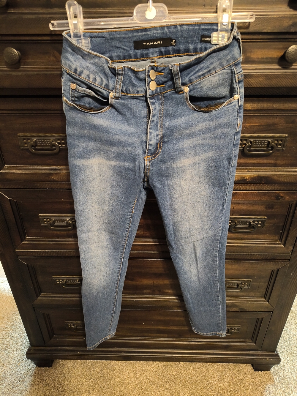 Tahari Medium Blue High-Rise Skinny Jeans